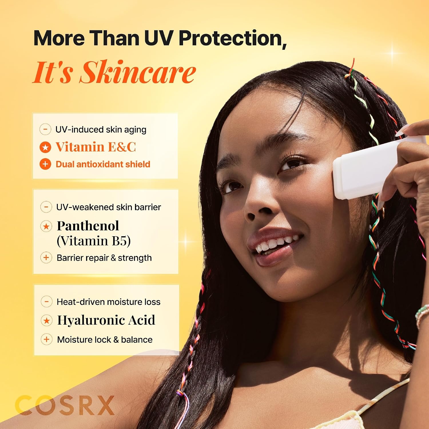 image:imageCOSRX Vitamin E Sunscreen SPF 50 Natural Glow for Oily Skin 169 fl oz Hydrating Face Sunscreen Lightweight NonSticky No White Cast Beach Essentials Travel Essentials Korean SkincareVitamin EC Sunscreen Stick 1 Pack