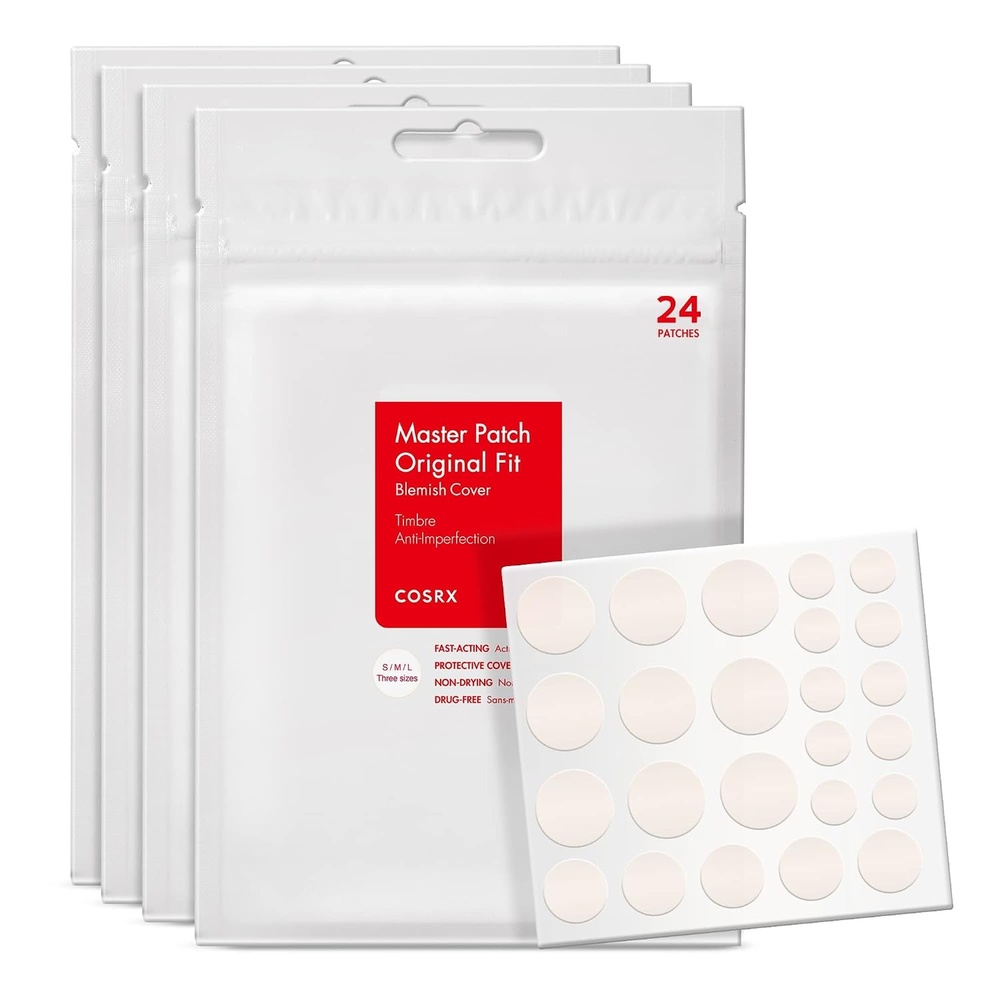 image:imageCOSRX Acne Pimple Patches Absorbing Hydrocolloid Spot 3 Size 72 Count Pimple Stickers for Blemishes and Zits Cover Absorbs Zits amp Blemish Spot Stickers for Face and Body Korean Skin Care96 Count Pack of 4
