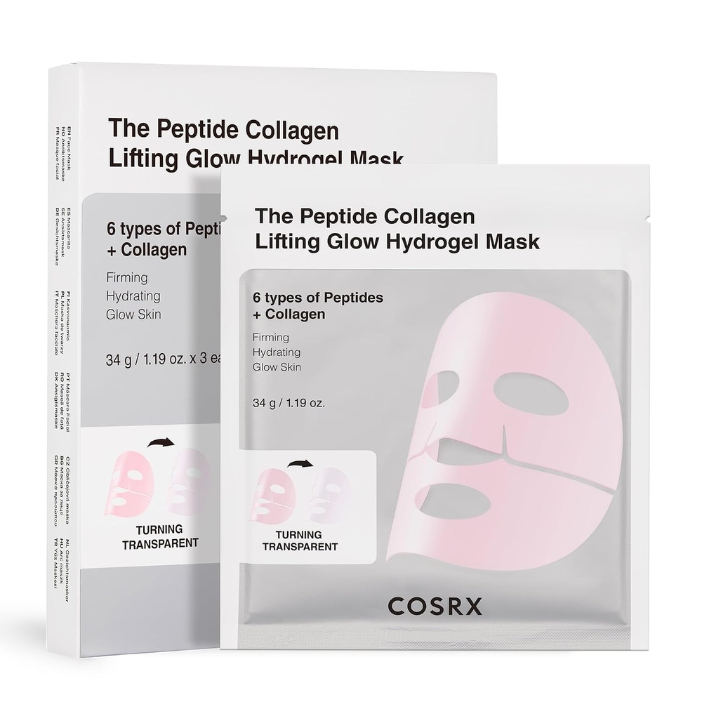 image:imageCOSRX Advanced Snail Mucin Glass Glow Hydrogel Face Masks Skincare 3 EA  Collagen Face Mask Travel Essentials amp Self Care Gifts for Women Overnight Face Mask Korean Skin Care6 Peptides