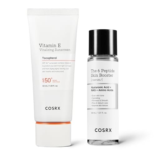image:imageCOSRX Invisible Shield Set Vitamin E Vitalizing Face Sunscreen SPF 50 169 floz Miniature 6 Peptide Skin Booster Serum Set