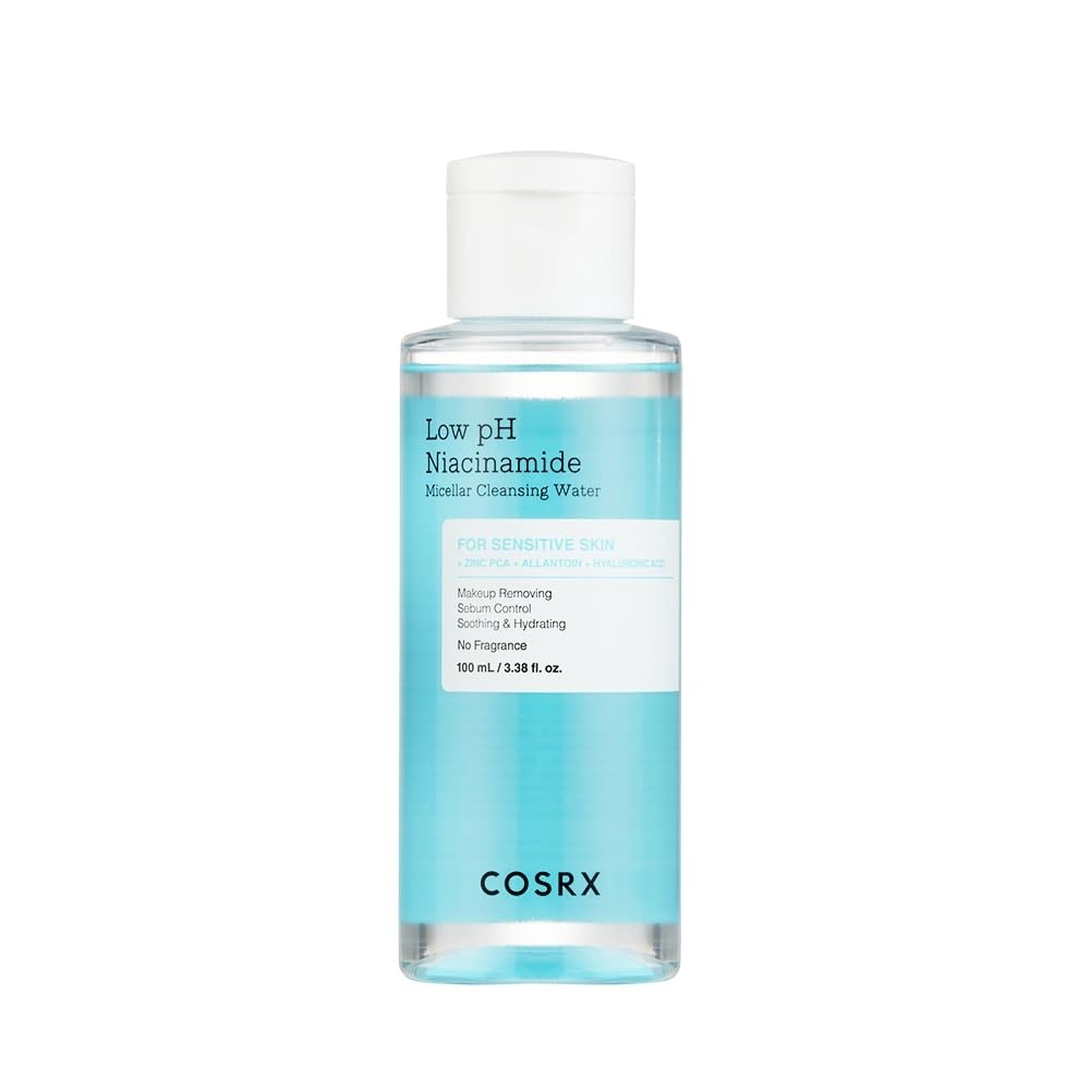 image:imageCOSRX Low pH Niacinamide Cleansing Water for Sensitive Skin 338 floz Micellar Makeup Remover Daily Mild Facial Wash Sebum Control Pore Care NoRinse Formula Korean Skin Care338 Fl Oz Pack of 1