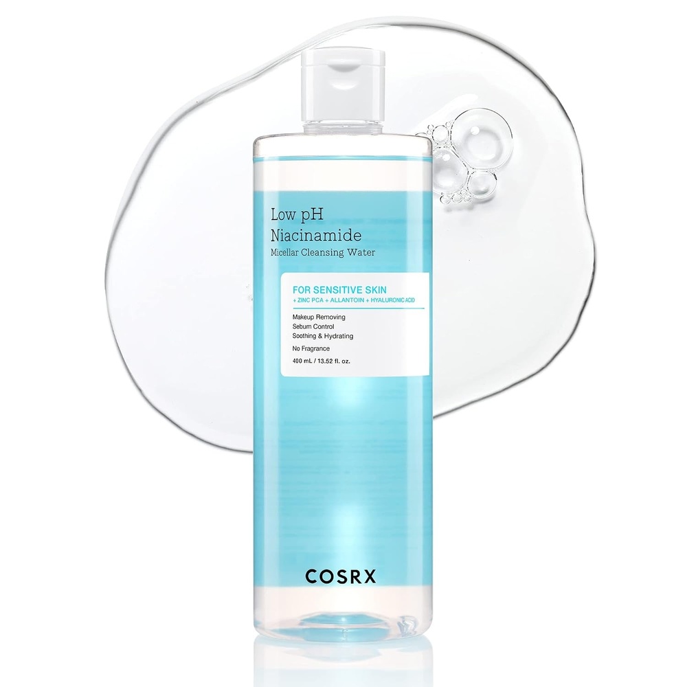 image:imageCOSRX Low pH Niacinamide Cleansing Water for Sensitive Skin 338 floz Micellar Makeup Remover Daily Mild Facial Wash Sebum Control Pore Care NoRinse Formula Korean Skin Care1352 Fl Oz Pack of 1
