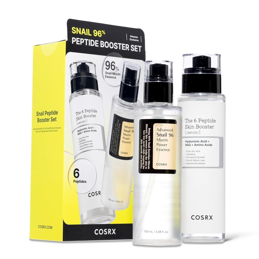 image:imageCOSRX Niacinamide 15 Peptide Booster Serum Set Pore Care amp Hydration Amazon Exclusive Korean Skin Care Set Gift Sets for Pore Care Hydration Glow Elasticity amp SmootherLooking SkinSnail 96 Peptide Set