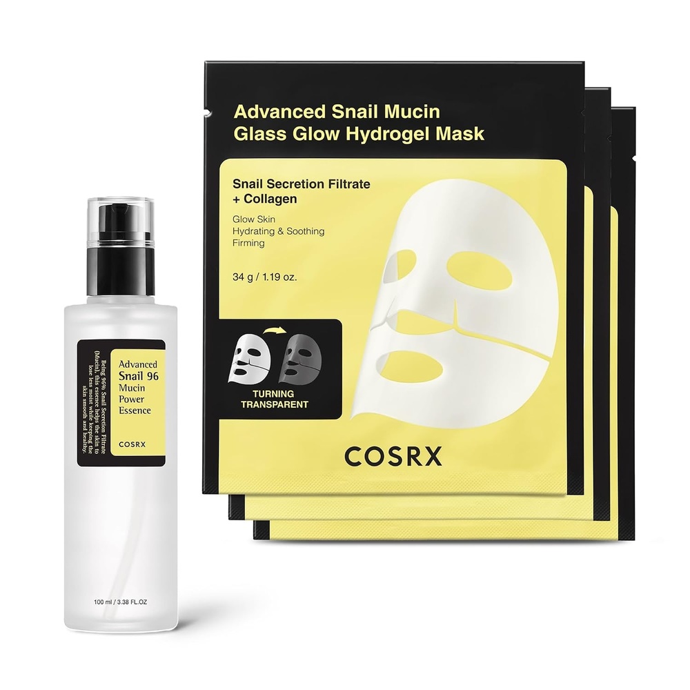 image:imageCOSRX Snail 96 Essence Hydrogel Mask 3EA Advanced Snail 96 Mucin Serum and Glass Glow Hydrogel Collagen Face Masks Travel Essentials Stocking Stuffers Korean Skin Care