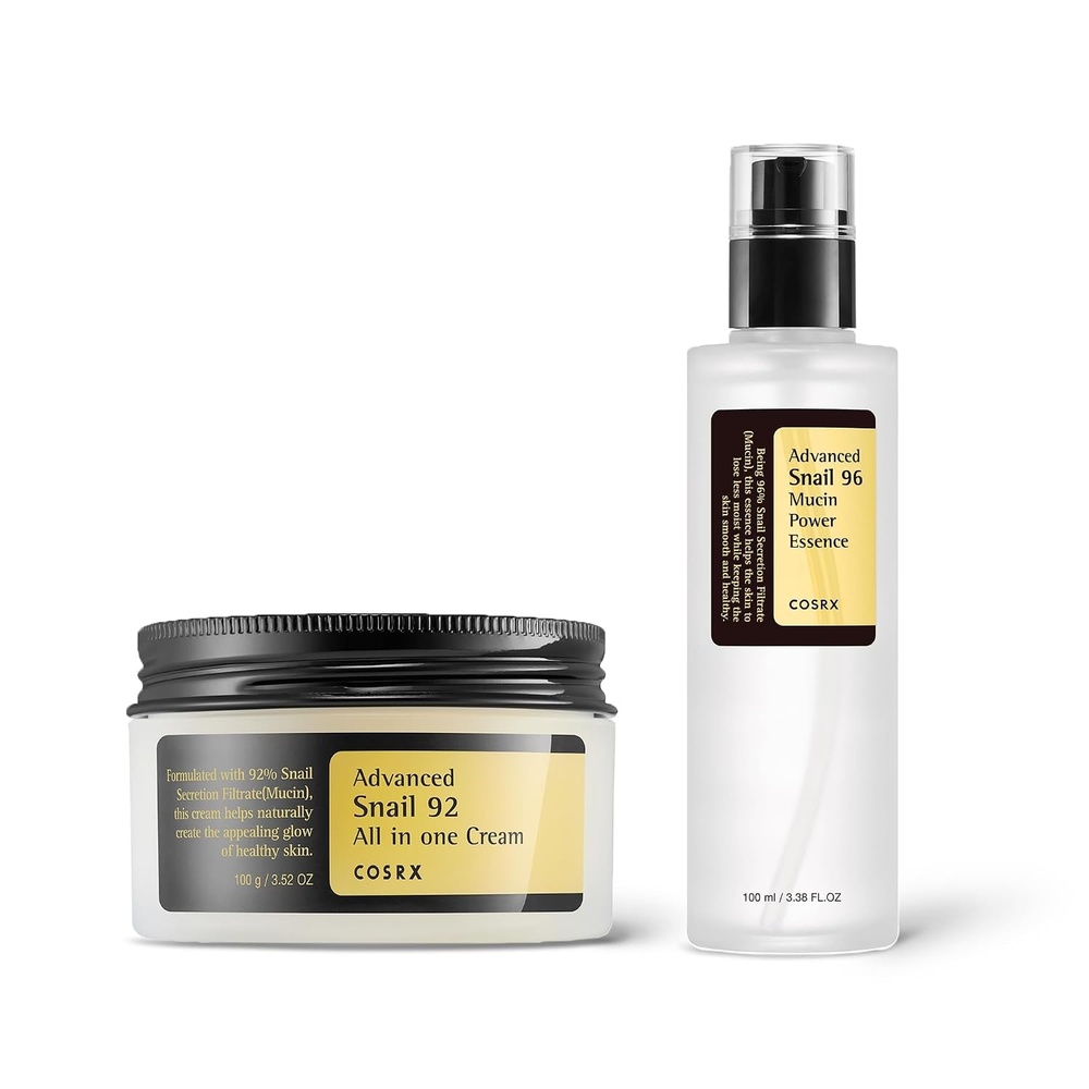 image:imageCOSRX Snail Mucin Duo Snail 92 Cream amp Snail 96 Essence Daily Face Gel Moisturizer and Hydrating Serum for Face with Snail Secretion Filtrate Korean Skin Care