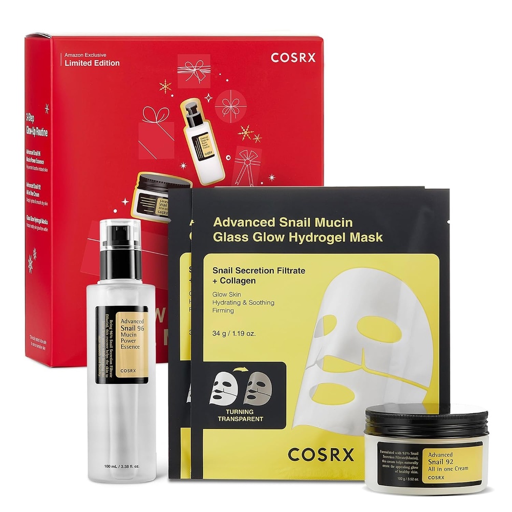 image:imageCOSRX Snail Mucin Limited Gift Set with Snail Mucin Repairing Serum Moisturizer amp Collagen Face Mask Korean Skin Care Set Gifts for Women Amazon Exclusive