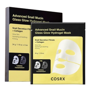 COSRX Advanced Snail Mucin Glass Glow Hydrogel Face Masks Skincare 3 EA | Collagen Face Mask, Travel Essentials & Self Care Gifts for Women, Overnight Face Mask, Korean Skin Care(Snail Mucin)