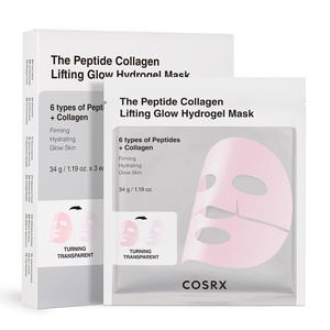 COSRX Advanced Snail Mucin Glass Glow Hydrogel Face Masks Skincare 3 EA | Collagen Face Mask, Travel Essentials & Self Care Gifts for Women, Overnight Face Mask, Korean Skin Care(6 Peptides)