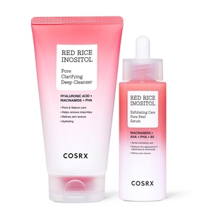 COSRX Red Rice Pore Cleansing Duo – Low pH Deep Cleanser & Peel Shot, Blackhead Remover, Face Exfoliator & Pore Minimizer with Red Rice & Inositol