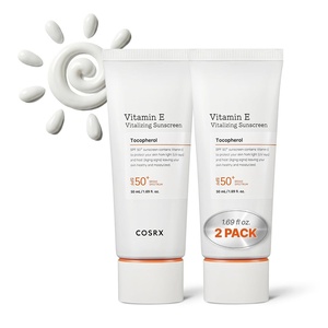 COSRX Vitamin E Sunscreen SPF 50, Natural Glow, for Oily Skin, 1.69 fl oz | Hydrating Face Sunscreen, Lightweight, Non-Sticky, No White Cast, Beach Essentials, Travel Essentials, Korean Skincare(Vitamin E Sunscreen (2 Pack))
