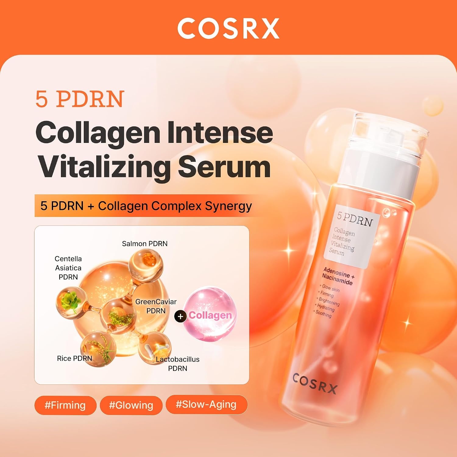 image:imageCOSRX 5 PDRN Collagen Serum Antiaging Glass Skin amp Plumping 338 fl oz Korean Skin Care for Glowing Bouncy Skin with Centella Lactobacillus Ferment Plumping Elasticity Care for Dull Skin