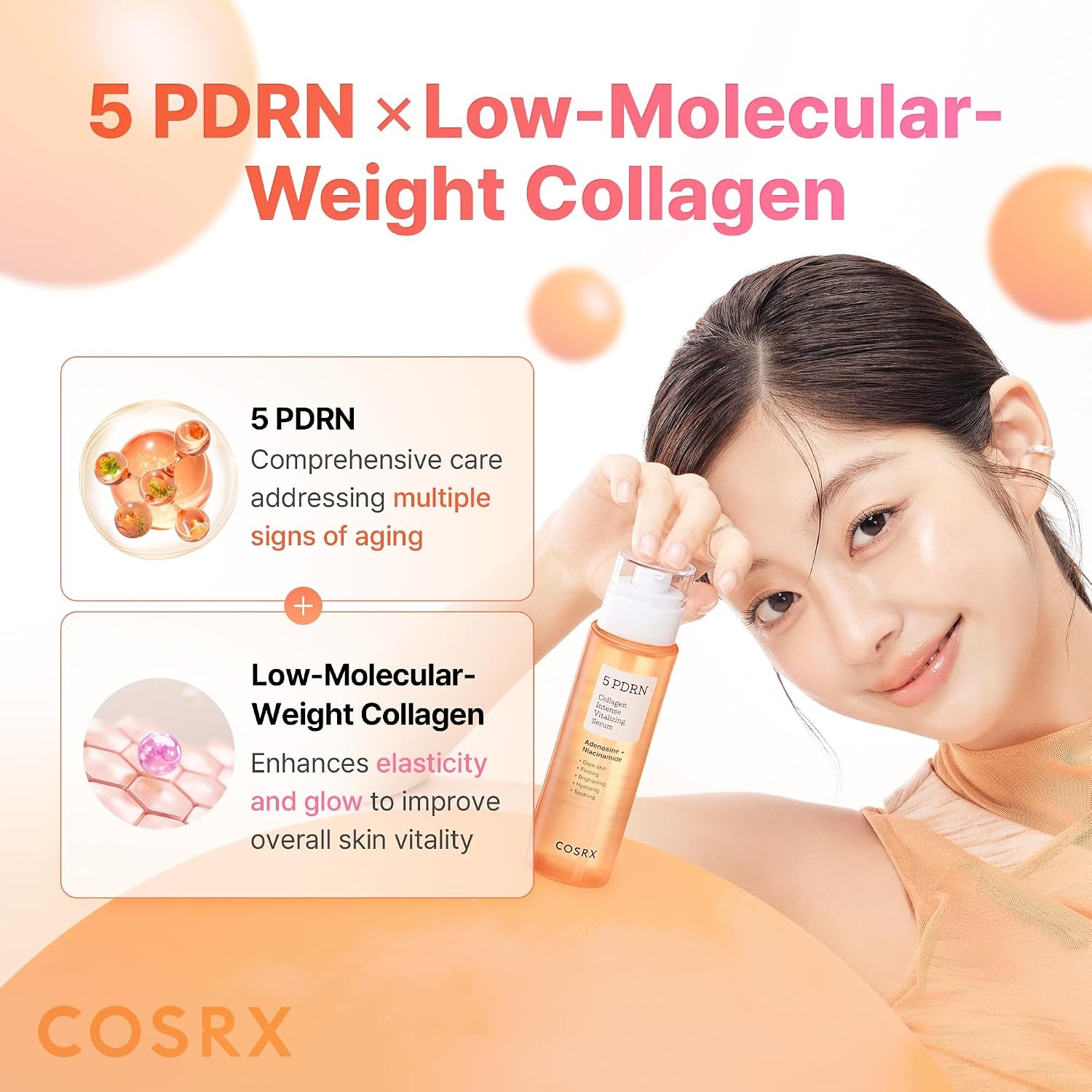 image:imageCOSRX 5 PDRN Collagen Serum Antiaging Glass Skin amp Plumping 338 fl oz Korean Skin Care for Glowing Bouncy Skin with Centella Lactobacillus Ferment Plumping Elasticity Care for Dull Skin